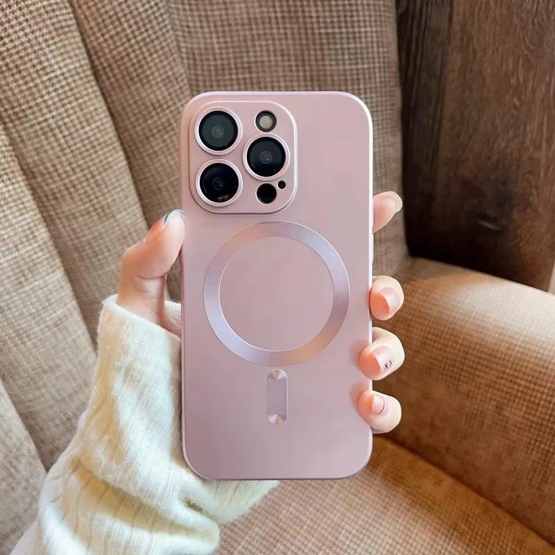 Magnetic Luxury Matte Magsafe Wireless Charging Case For iPhone 16e 15 14 13 11 12 Pro Max Plus Glass Lens Protection Soft Cover