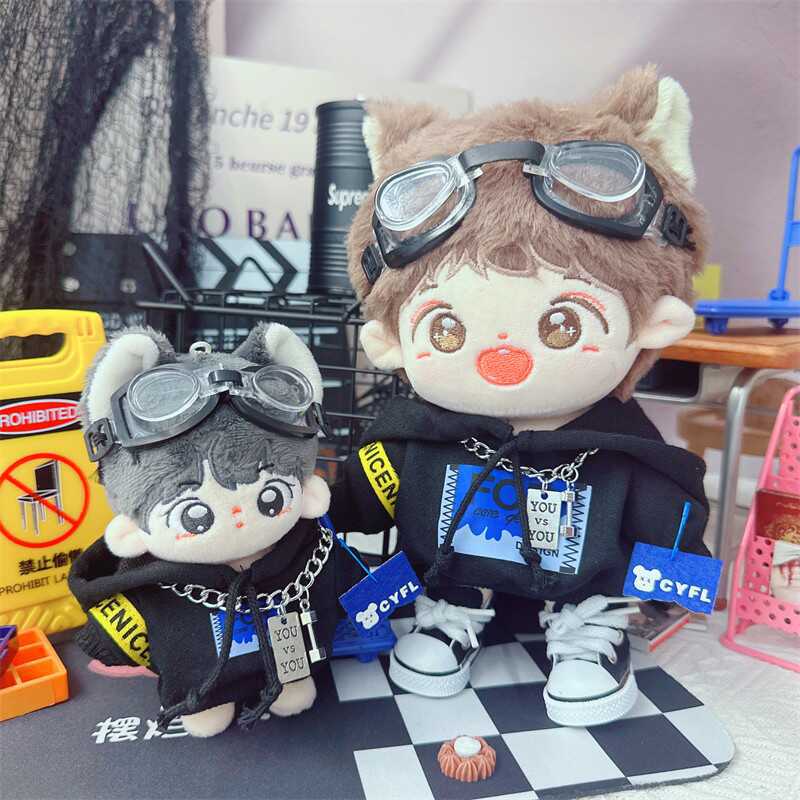 Süße Idol-Puppe Kleidung, Fliegende Schutzbrillen Set, Plüschpuppen Kleidung, DIY Wechselkleidung, Spiele für Mädchen, 10 cm, 20cm