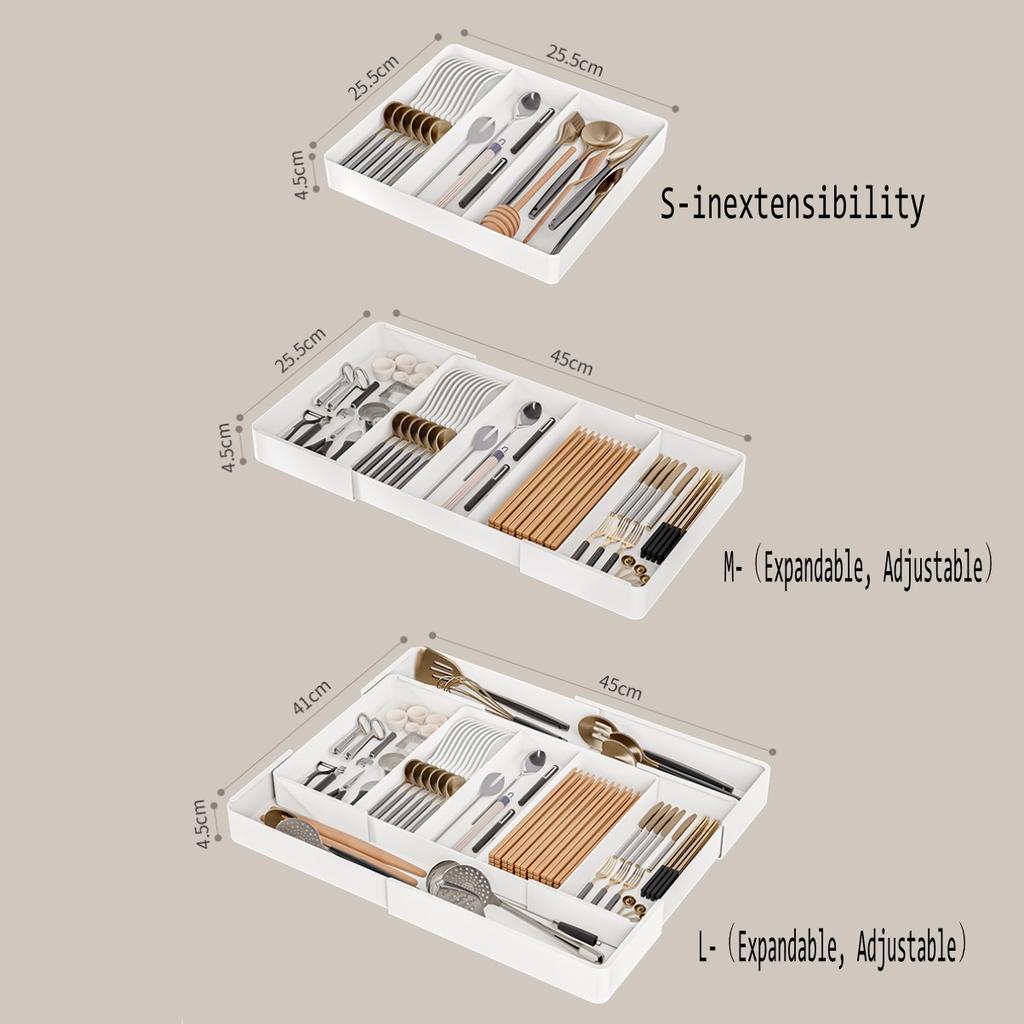 Drawer Organizer, Cutlery Tray for Kitchen Drawer, Expandable Utensil with Compartment, Spoons Forks Knives Cutlery Holder