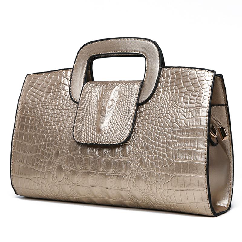

Роскошные сумки, женские сумки, дизайнерские сумки, модная сумка для девочек с крокодиловым узором, черные сумки высокого качества золотой