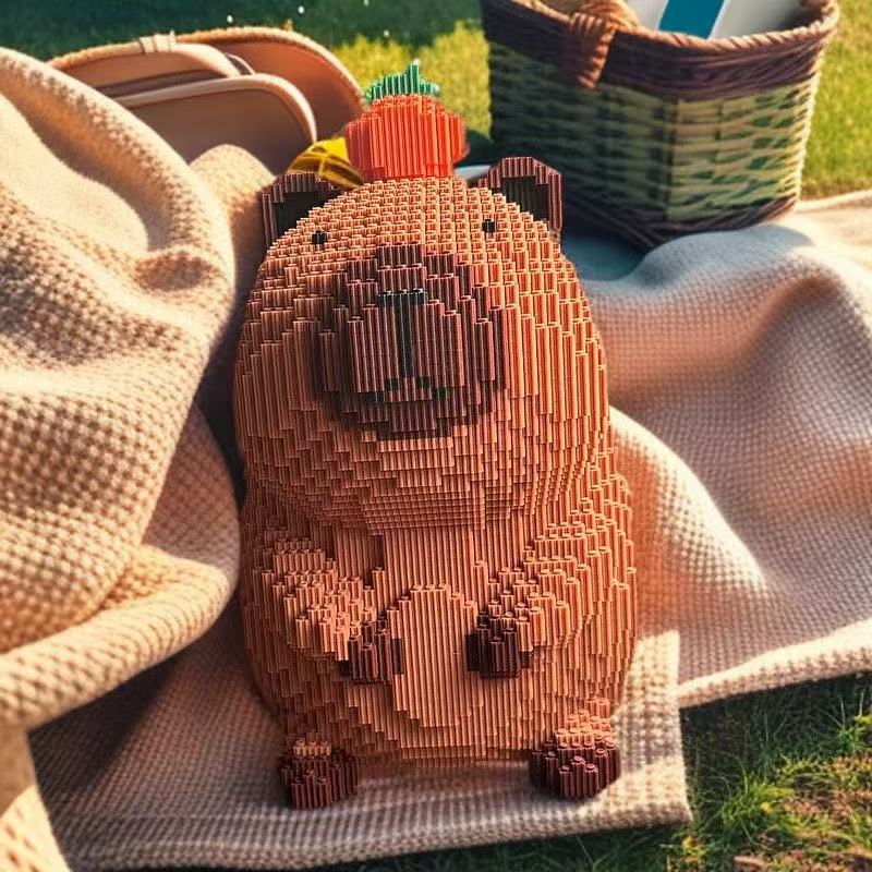 

12315 Набір будівельних блоків Капібара Модель тварини Ігрова вечірка Офіс Домашній декор Ручна робота Креативне складання Хелловін Великдень Chr