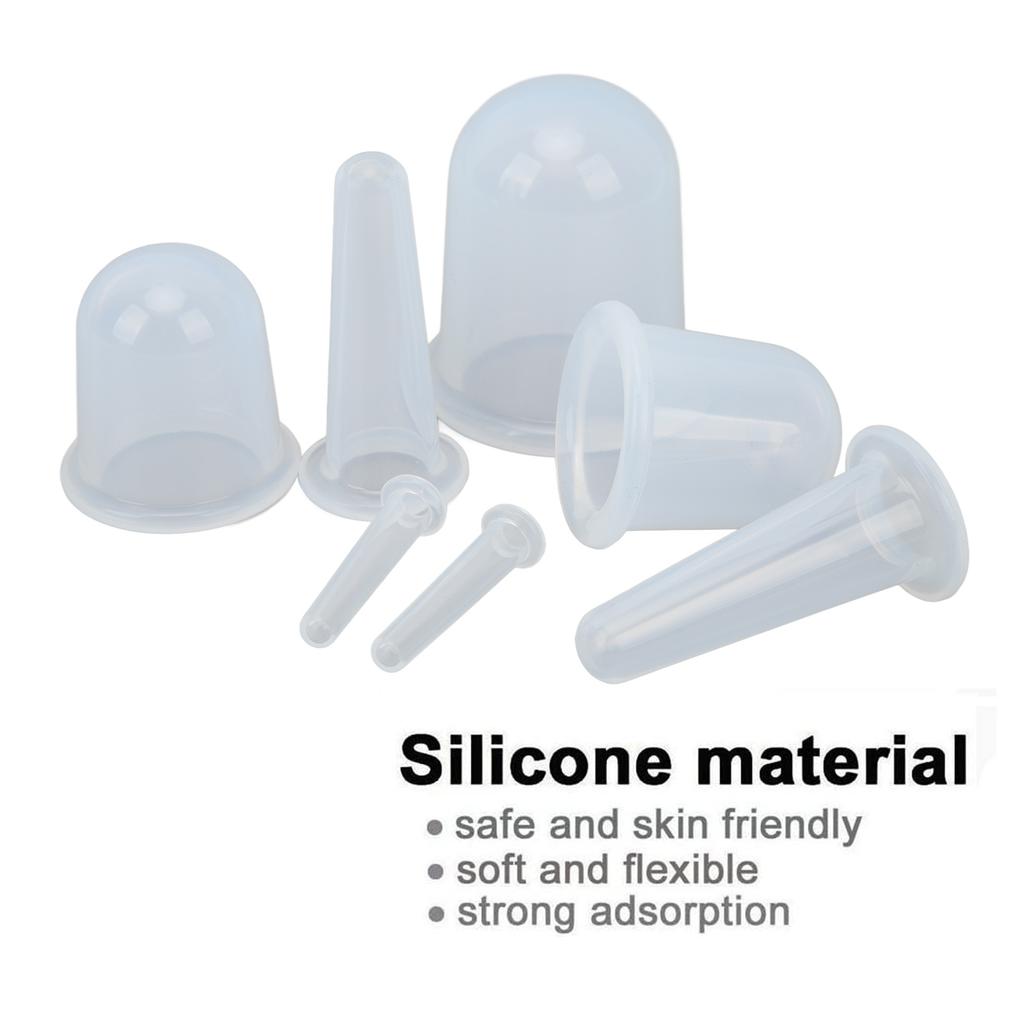 7pcs Cupping Therapy Set Massaging Food Grade Silicone Mini Facial Cupping Set for Home Transparent