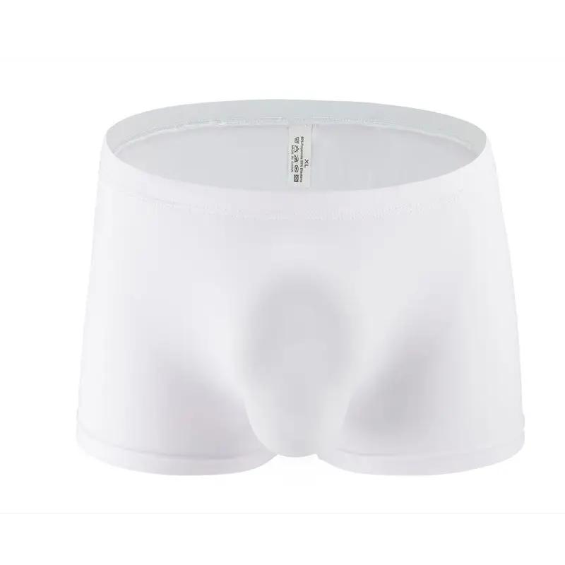 Thin Sheer Men'S Panties Sexy Ice Silk Breathable Low Waisted Underwear Seamless U Bulge Pouch Shaper Wear Man Lingerie Boxer
