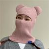 Cappello Pullover di Lana Autunno e Inverno Bambini Orecchie d'Orso Cappello Termico a Maglia Copricapo Antivento per Equitazione all'Aperto Sciarpa Integrata