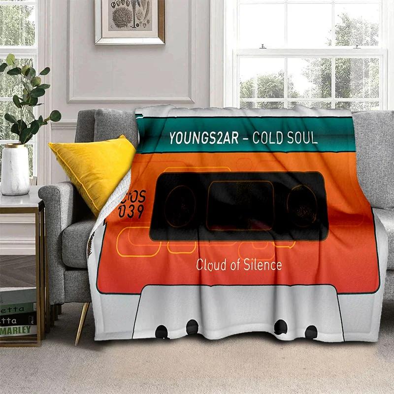 3D Music Cassette Tape Retro Pattern Blanket,Soft Throw Blanket for Home Bedroom Bed Sofa Picnic Travel Office Cover Blanket Kid