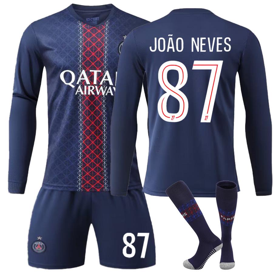 

Paris Home Long Sleeve Jersey: #7 Kvaratskhelia, #10 Dembélé, #29 Barcola. XXXL