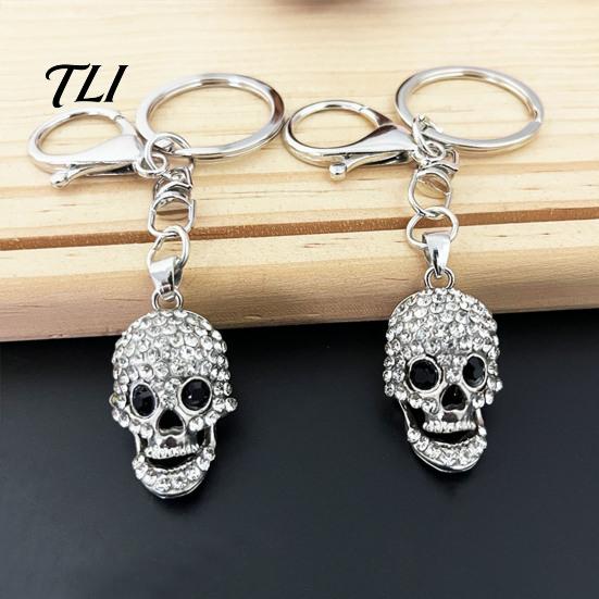 Backpack Accessory Bling Rhinestone Skull Keychain, Halloween Gothic Key Chain Keyring Pendant, Handbags Backpacks Purse Charm Keychain