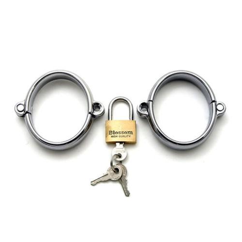 Stainless Steel Restraint Handcuff Shackle Ankle Wrist Cuffs Padlock  Slave Restraint Fantasy Sexy Game Sex Toys for Couples