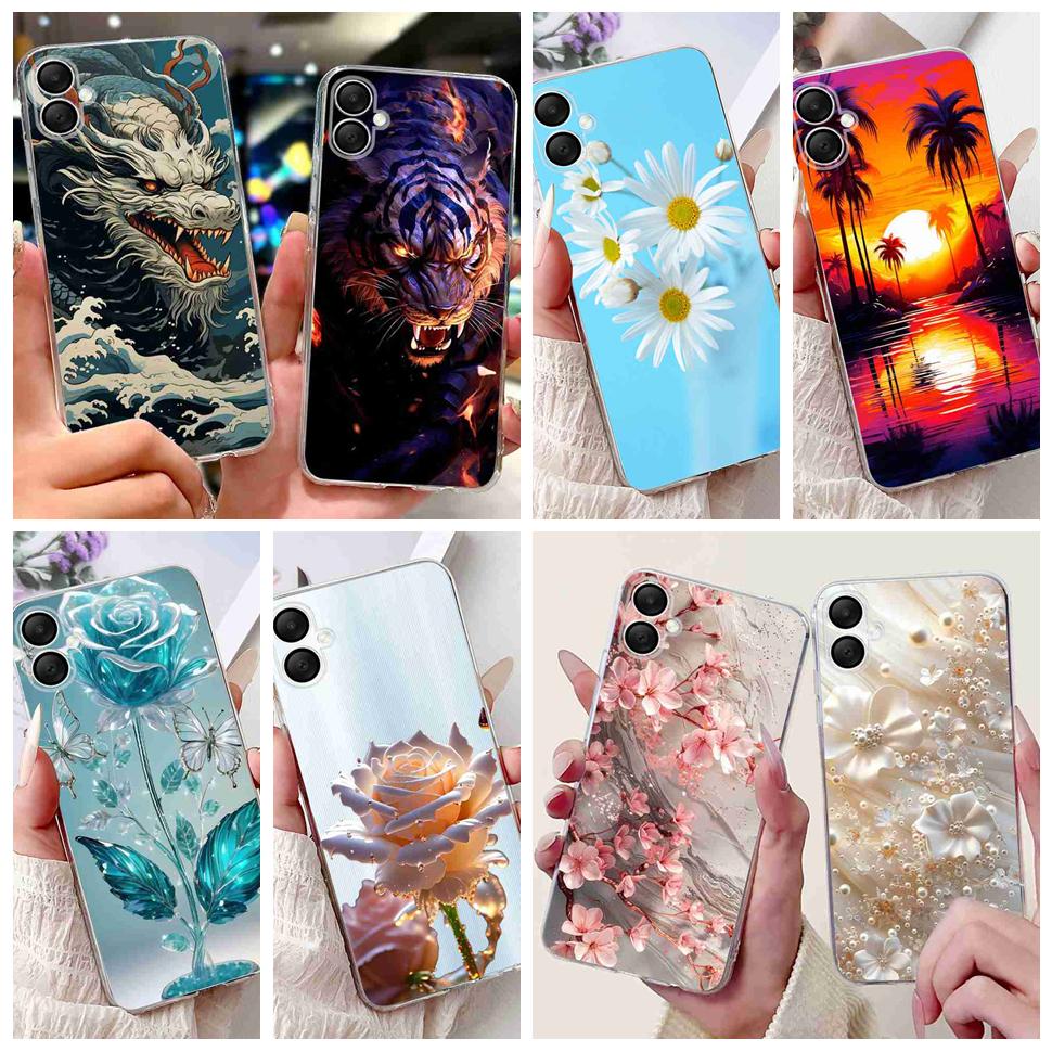 For Samsung A06 4G Case SM-A065F Colorful Flowers Soft Silicone Back Cover Phone Cases For Samsung Galaxy A06 A05 Bumper