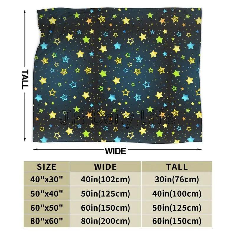 Cartoon Colorful Stars Fleece Blanket Lightweight Flannel Blanket Soft Warm Cozy Fuzzy Throw Blankets for Couch Bed Sofa Travel
