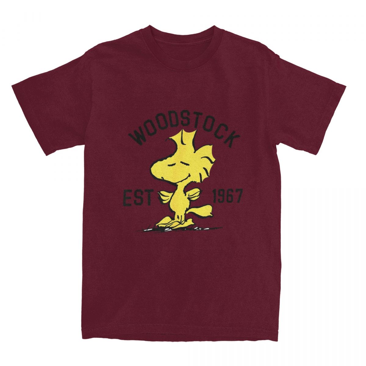 

Woodstock Мужская Женская Футболка Повседневная Футболка Футболки с Коротким Рукавом и О-Образным Вырезом Хлопковая Одежда S бордовый