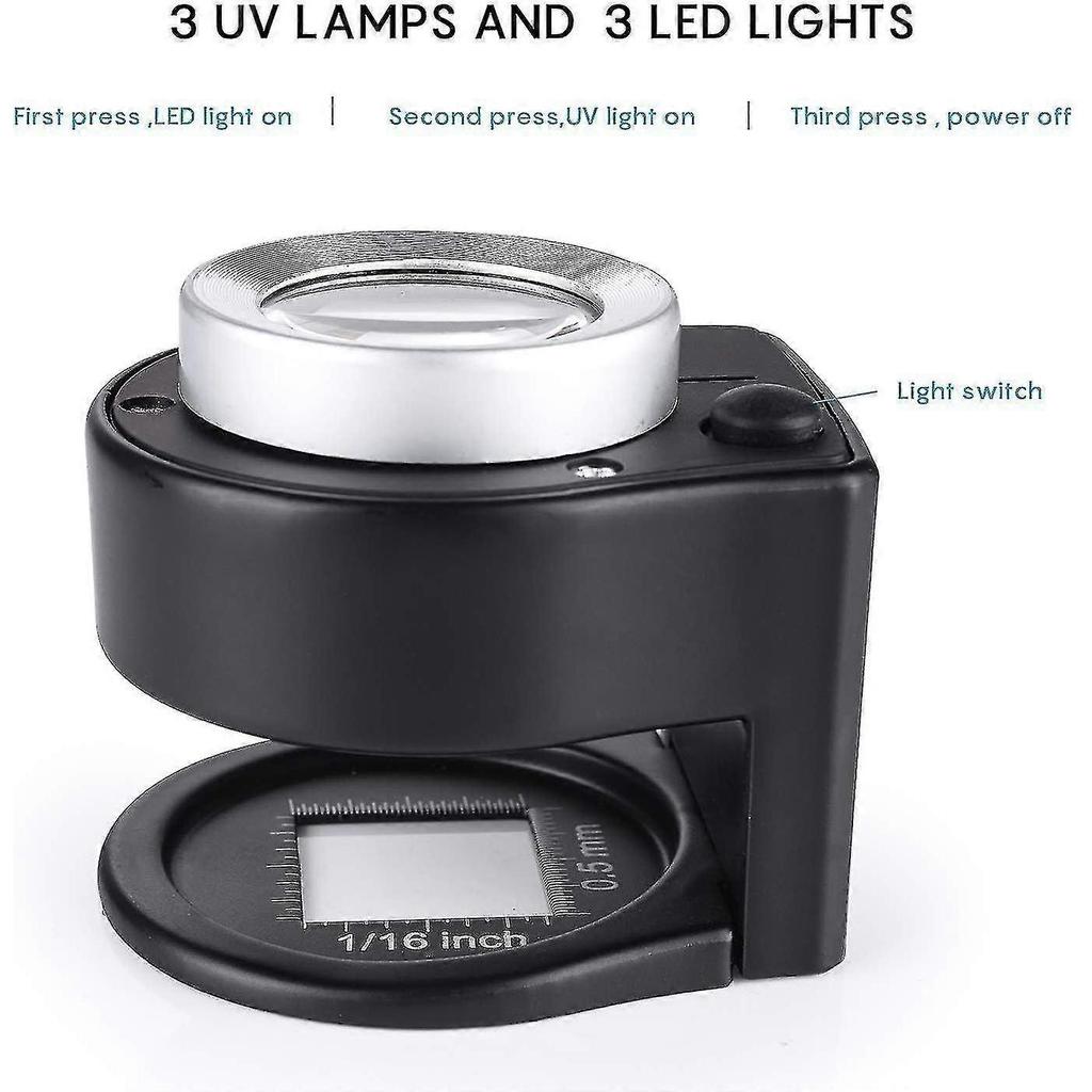 30X Loupe Magnifier USB Rechargeable 6 Lights Portable Metal Eye Loupe Sewing Magnifying Glass for Textile Optical Jewelry Tool Coins - chuan