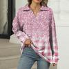Women's Summer Fashion Casual  Printed V-Neck Long Sleeve Shirt Top