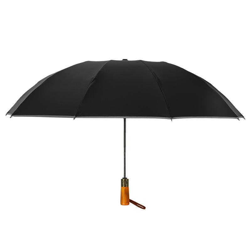 10-Bone bronze brushed reverse umbrella, automatic umbrella, folding vinyl parasol, three-fold umbrella