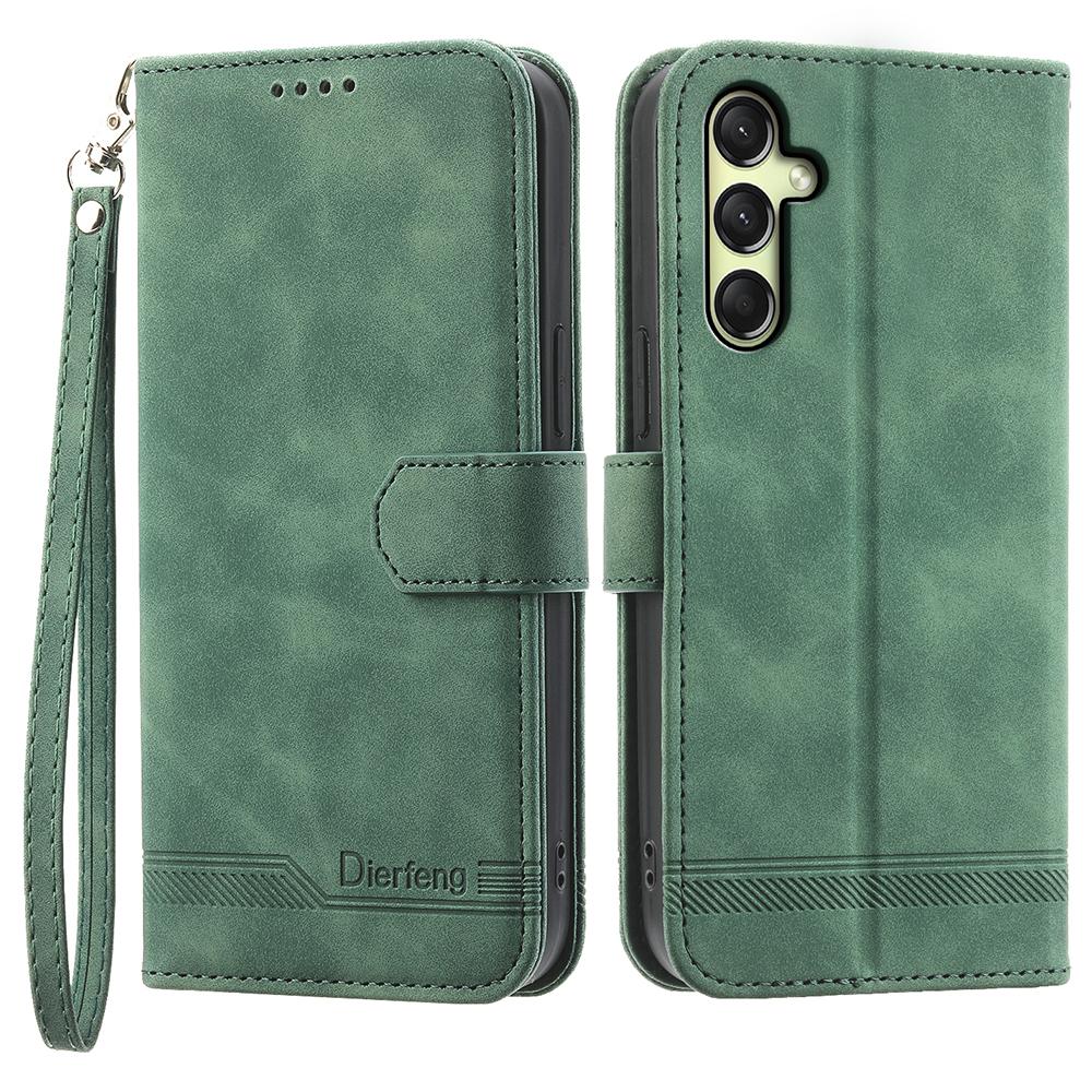 DIERFENG DF-03 Dla Samsunga Galaxy A36 5G Skórzane Etui Wytłoczone Linie Portfel Pokrowiec na Telefon