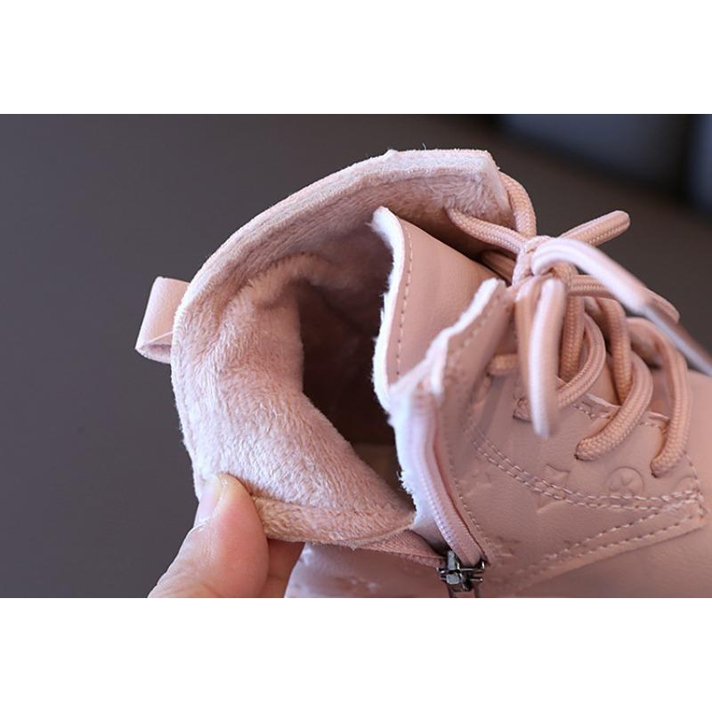 Moda Versátil Invierno Nuevo Algodón para Niños Botas de Cuero Británicas para Niños