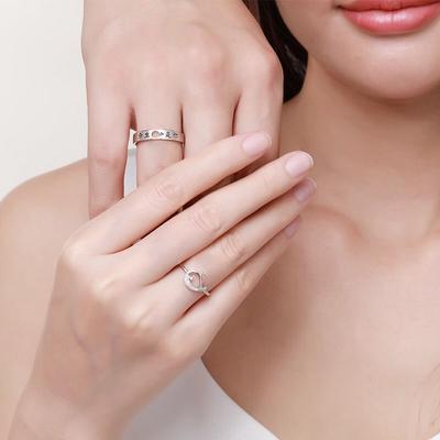 Pure 925 Sterling Silver Ring Classic Adjustable Chinese Character Couple Rings For Lovers Wedding Fine Jewelry Accessories Gift