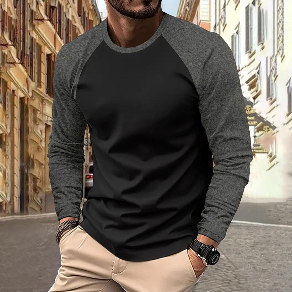 Men's Large Size Loose 3d Color T-shirt Autumn New Fashion Round Neck Long Sleeve Tshirt Men Street Daily Casual Sports Shirt