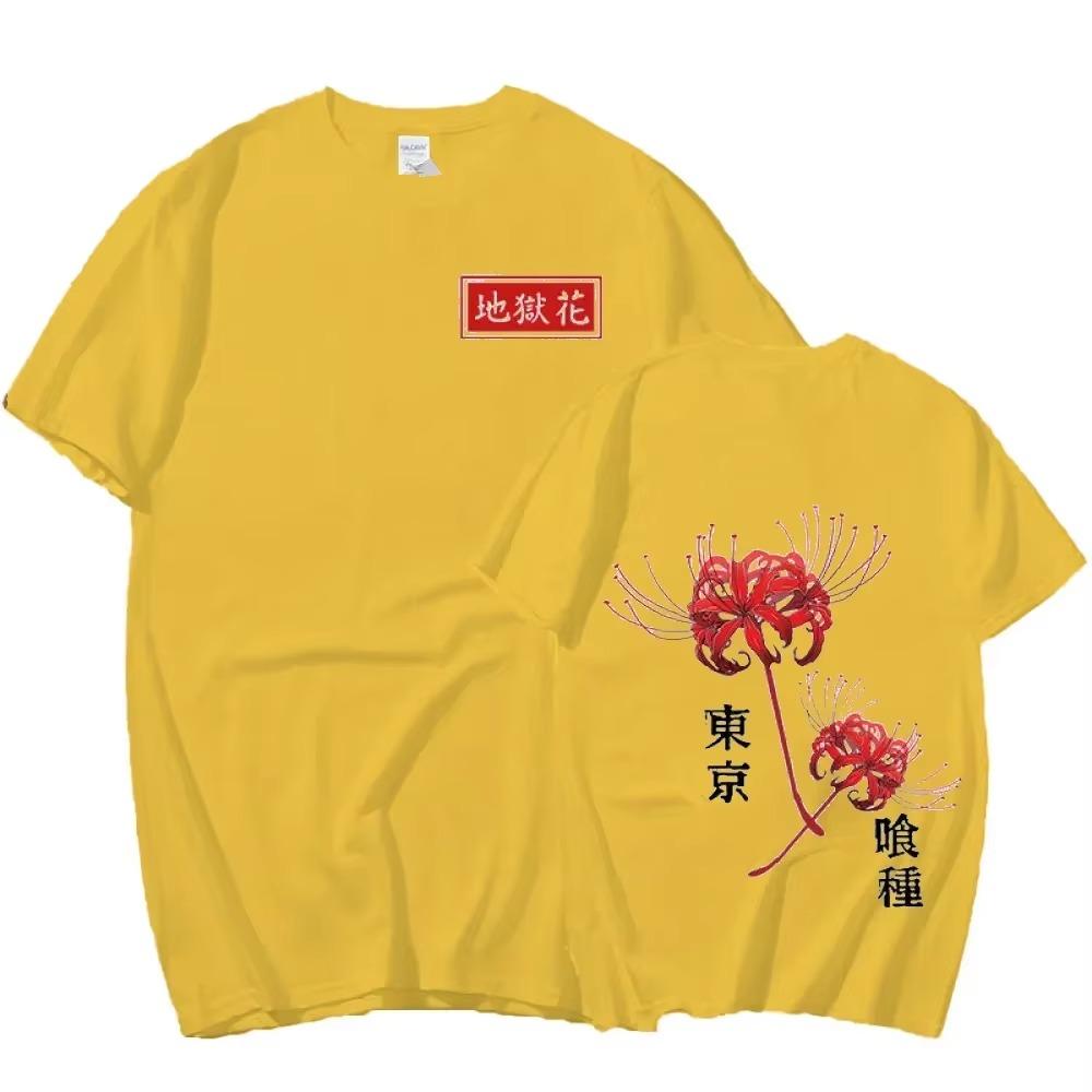 Anime Tokyo Ghoul Spider Lily T-shirt Men Women Cool Kane Kiken Graphic Print T-shirts Couples TeesOversized Streetwear