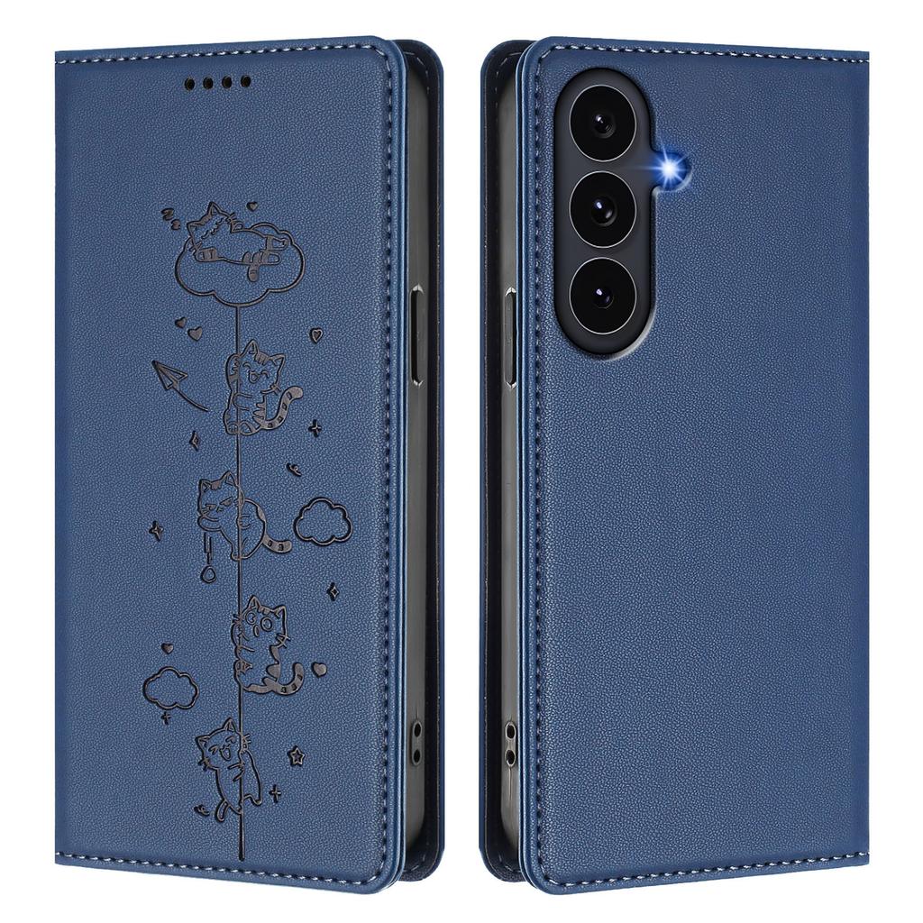 For Samsung Galaxy S25 FE Case RFID Blocking Wallet Stand Imprinted Cat Pattern Leather Phone Cover