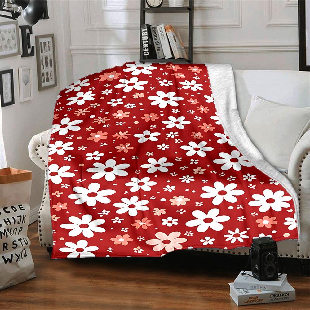 1pc Floral Pattern Lightweight Flannel Blanket, Comfortable and Warm Blanket, for Office and Camping Sofa Bed, Livingroom075
