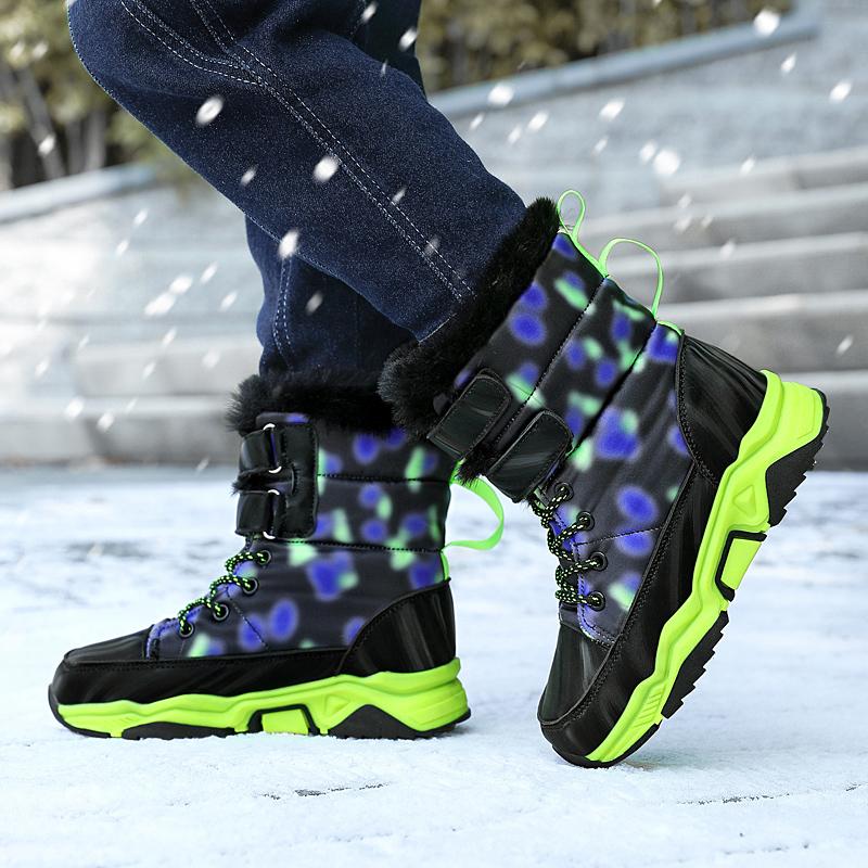 Winter Children's Plus Size Anti Slip Wear-resistant and Plush Warm Outdoor High Top Cotton Shoes Snow Boots