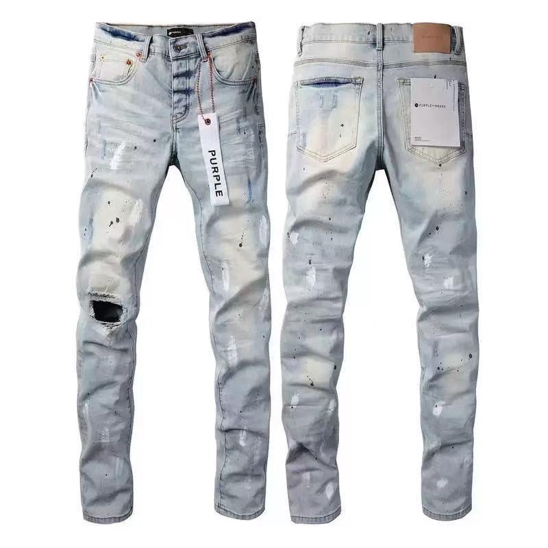 Mens Straight Fit Distressed Patchwork Denim Jeans Vintage Streetwear Style High Waist Ripped Cotton