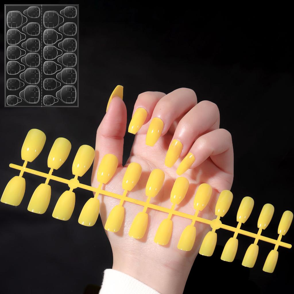 YIKOOLIN Variety Fluorescent Nail Art Tips Glow-In-Dark Luminous Fake Nails Ballet Press On Nails Set Detachable  Fingersnails