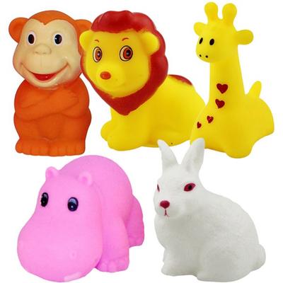 Dingdong Pet Dog Zoo Friends Latex Toy Set of 5, Giraffe, Lion, Rabbit, Monkey, Hippopotamus, 1 Set