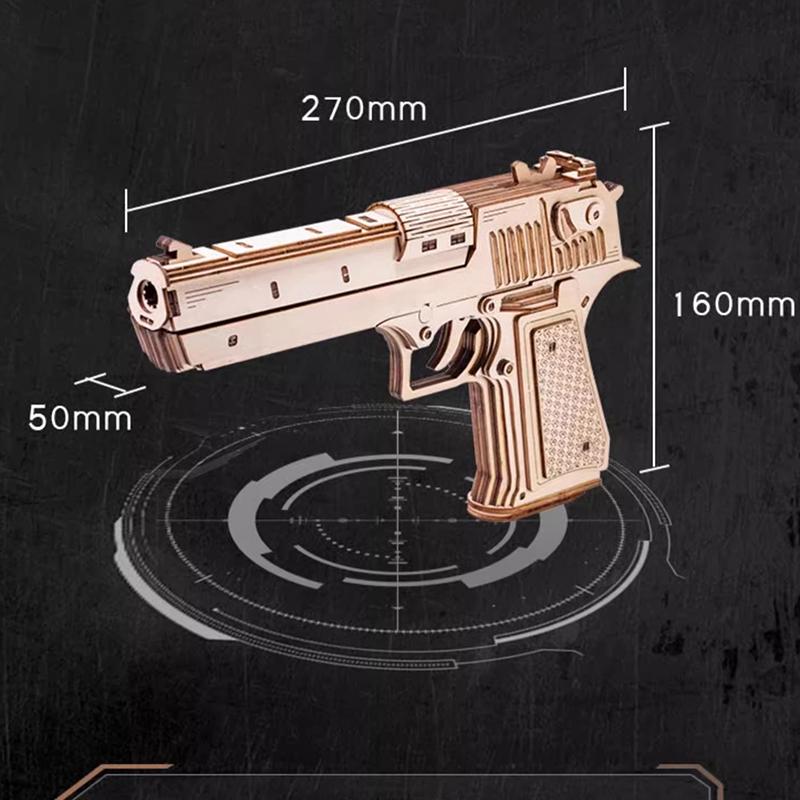 Pistol 3D Wooden Puzzle, Scale Model,DIY Model Kit, Handcraft Gift,Home Decoration,Mechanical Model Kit, Building Toy