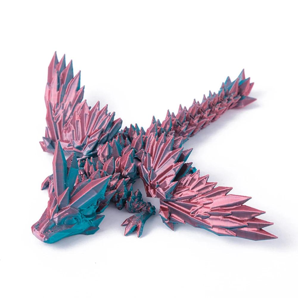 

3D-печатная красочная модель дракона-динозавра, кукла-животное, крутая настольная бижутерия, креативное украшение, подарок для мальчиков розовый