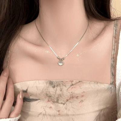 Titanium Steel Non-Fading Opal Safety Lock Pendant New Chinese Niche Light Luxury High-End Clavicle Chain