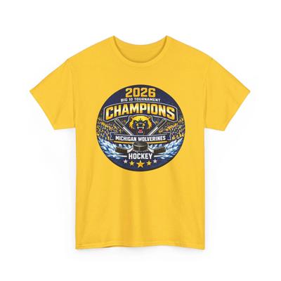 Michigan Hockey 2026 Big 10 Champions T-Shirt Gildan Maize Blue