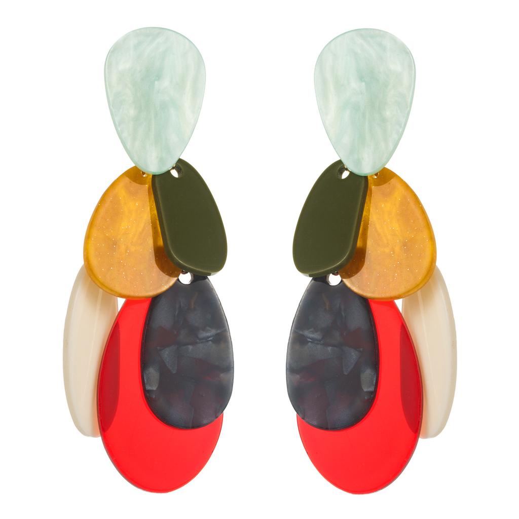 New Multi-layer Irregular Resin Long Exaggerated Earrings Light Luxury High-end Red Crab Silver S925 Needle Earrings