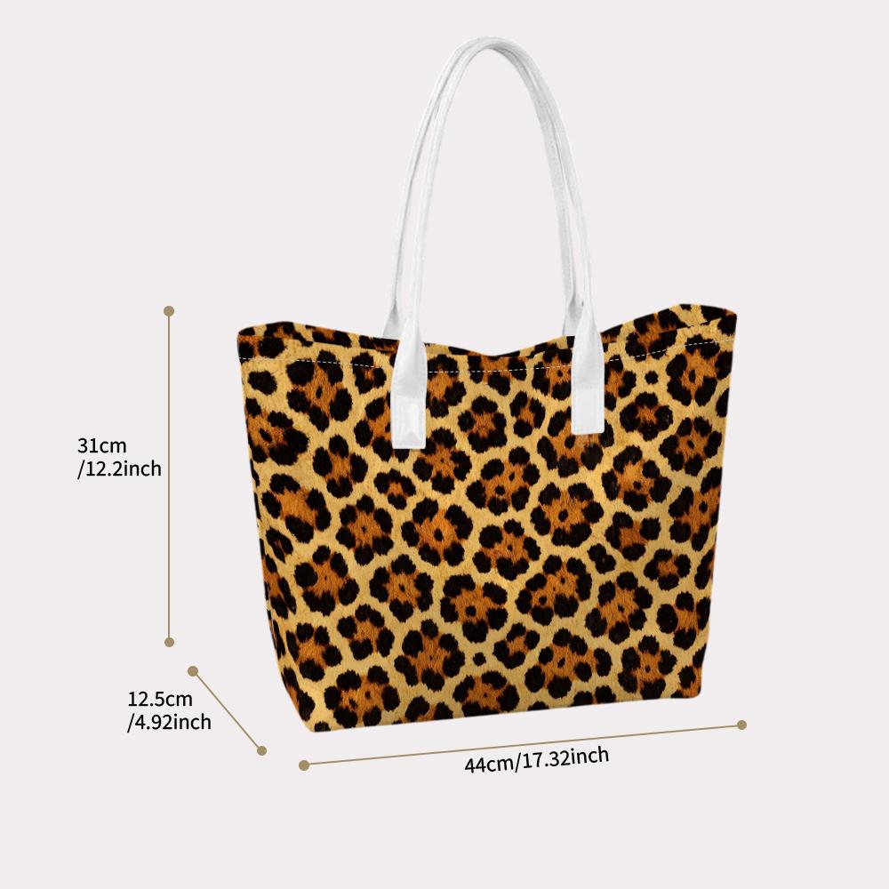 Leopard Print Tote Bag Stylish Casual Shoulder Bag for Daily Use