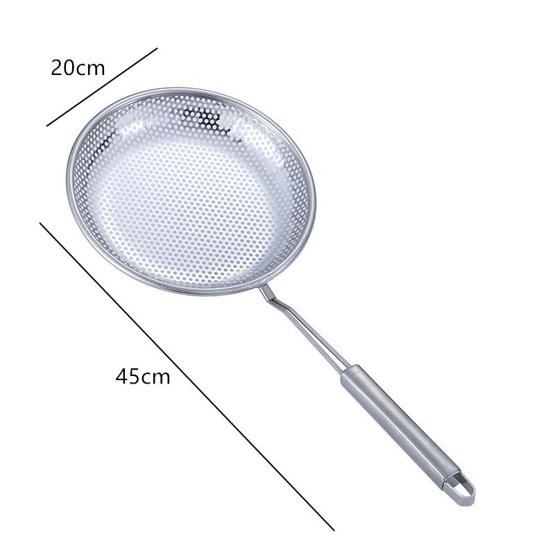 Stainless Steel Handhold Frying Skimmer Wooden Handle Oil Drainer Anti-slip Soup Foam Filter Multifunctional Kitchen Accessories