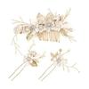 Huazontom Hair Accessories for Women, 3-Piece Set with Pearl Flower Kanzashi Hairpins, Headpiece for Kimono, Yukata, Performances, Coming-of-Age