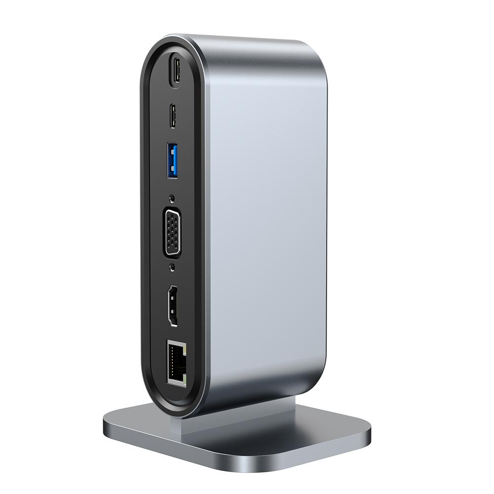 Premium 12-in-1 Usb C Hub Multifunction Type C Docking Station Vedio VGA RJ45(100Mbps) USB3.0*4 SD USB-C Hub Adapter Laptop