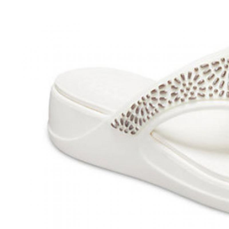 Crocs Womens Monterey Diamante Wedge Flip Oyster 206343 174