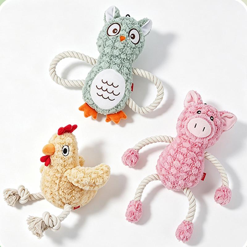 Dog Toys with Self Soothing Cotton Rope Teeth Grinding Bite Resistance and Sound Making Plush Pet Toys Suitable for All Dog Bree