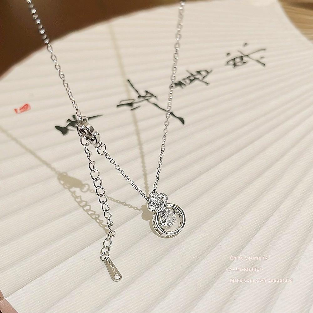 Minority Design Smart Necklace Feminine Simplicity Inlaid Zircon Pendant Clavicle Chain Geometric Neck Chain Jewelry