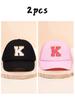 2pcs children's 26 letter cloth baseball cap, spring and summer for boys and girls, mesh breathable truck driver hat, sun hat