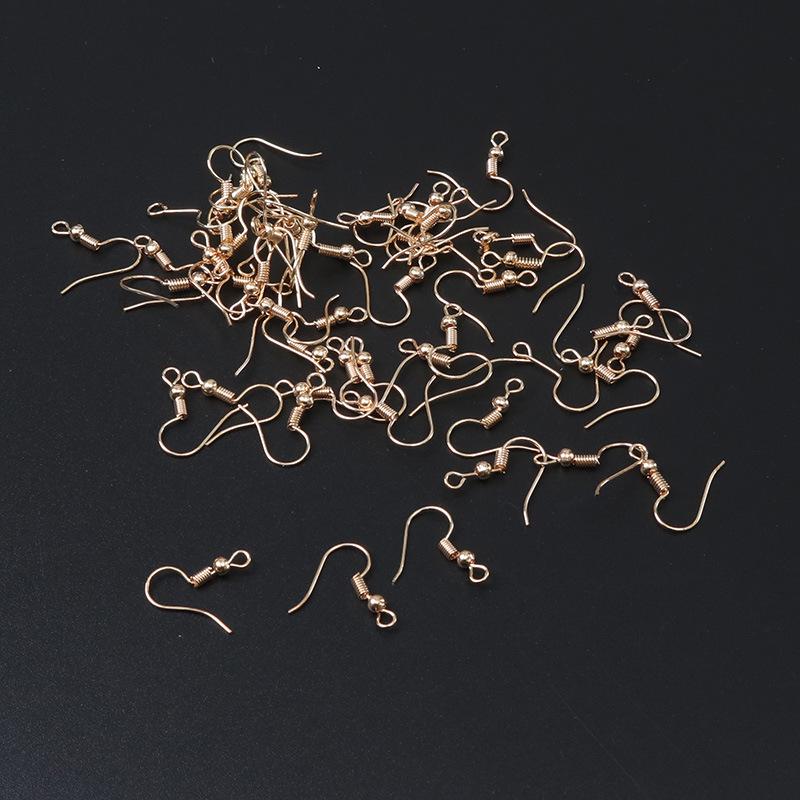 For Earring Making Metal Handmade DIY Beaded Ear Hook 50pcs Ornament With Round Bead Accessories Material  Beads