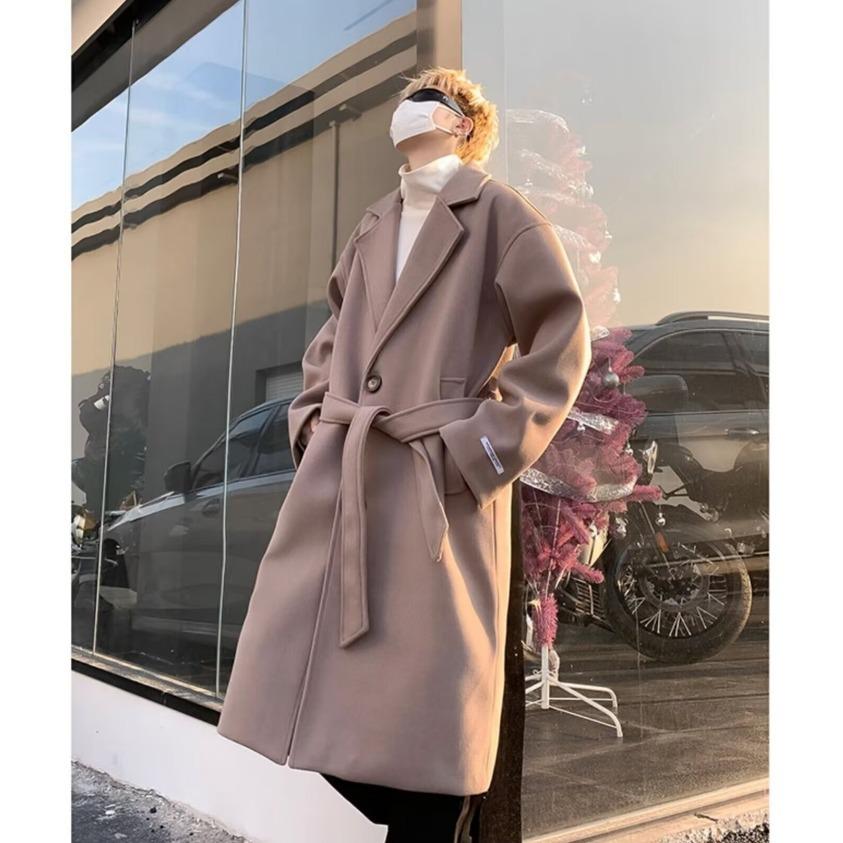 Trendy Britse Stijl Heren Middellange Wolle Trenchcoat – High-End Gevoel, Winter Dikte, Over de Knie Ontwerp