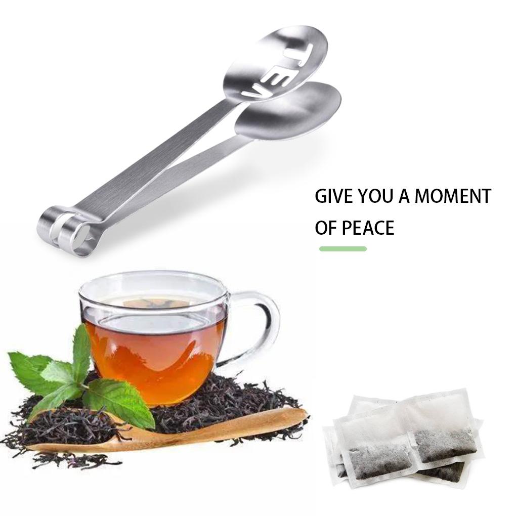Stainless Tea Bag Squeezer Teabag Tong Holder Herb Grip Kitchen Tool Lemon Slice Clip