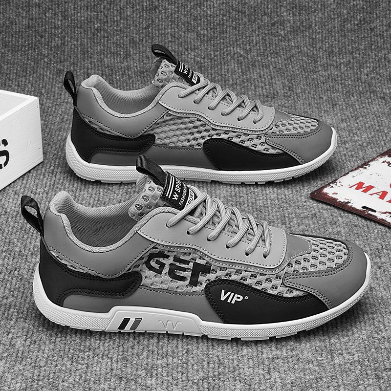 Fashion new popular men's shoes 2024 summer breathable mesh casual shoes trend versatile hollow fashion board shoes men's trend