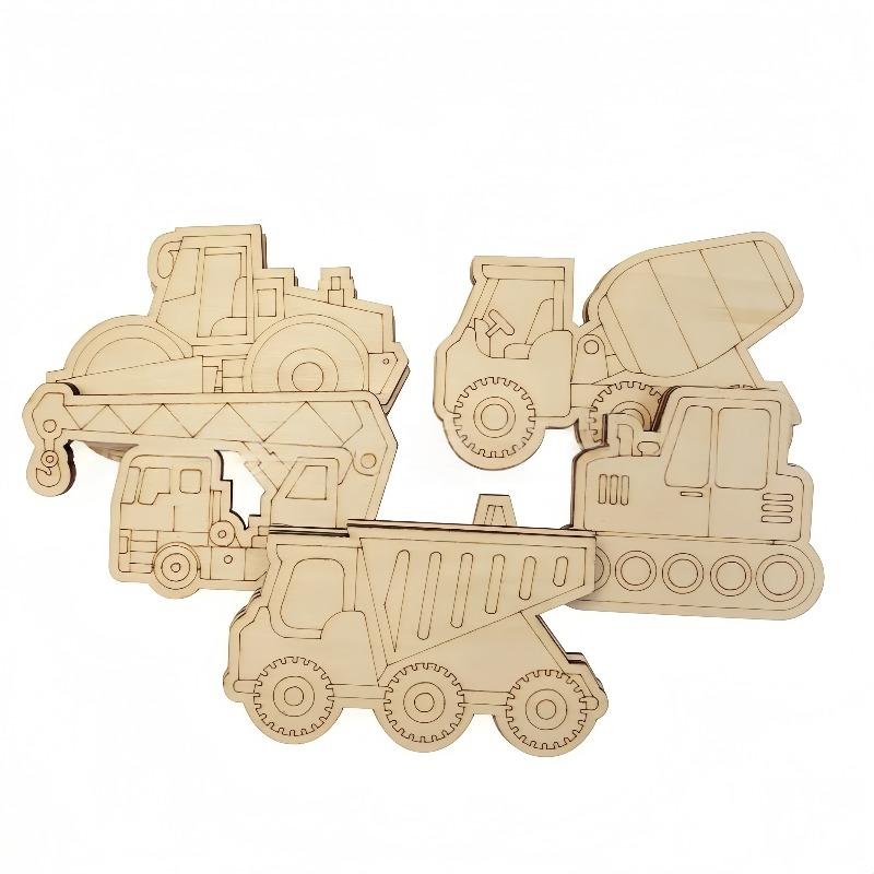 15 Stück Unfertige Holz-LKW-Ausschnitte Bastelartikel LKW-Party-Spiel Gastgeschenke Fahrzeuge zum Bemalen Holz-LKW Hängende Ornamente