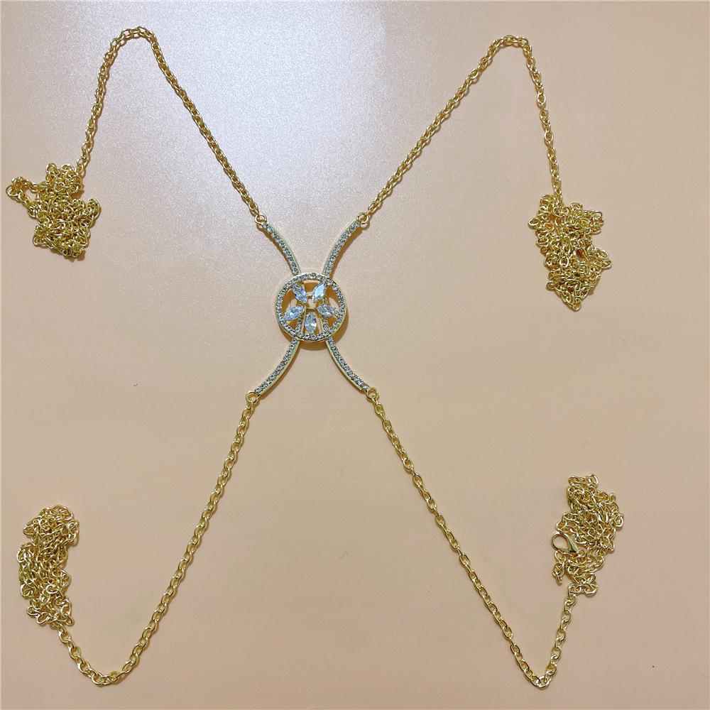 New Simple And Fashionable Round Rhinestone Breast Chain, European And American Beach Sexy Body Chain Body Chain