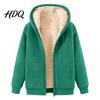 Lamb Velvet Lined Hoodie Unisex Full Zipper Sweatshirt Coat Fleece Autumn Winter Casual Long Sleeve Pullover Hoodie Hood Outerwear for Daily