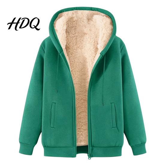 Lamb Velvet Lined Hoodie Unisex Full Zipper Sweatshirt Coat Fleece Autumn Winter Casual Long Sleeve Pullover Hoodie Hood Outerwear for Daily